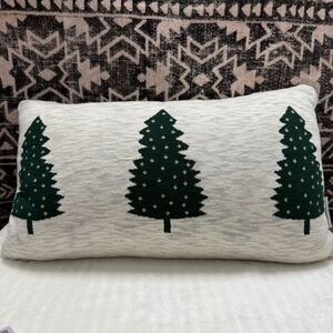 Balsam & Fir trading Co. Festive Green Christmas tree gold White Holiday Pillow